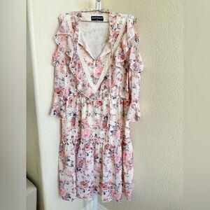 NWOT - Scarlet Darkness Floral Shoulder Cutout Long sleeve Ruffle Dress- Size XL